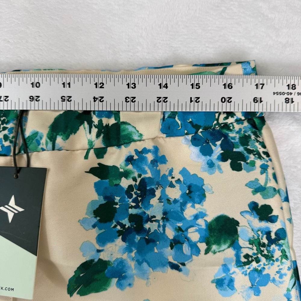 Tuckernuck Blue Hydrangea Floral A-Line Midi Skirt Cream Green High Waist NEW - Picture 5 of 12